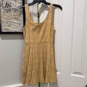 Forever 21 Mustard Yellow Floral Scoop Neck Mini Dress